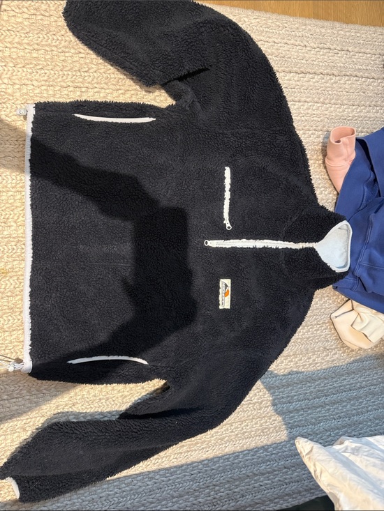 Madhappy Other - Madhappy Black Sherpa Zip-Up Pullover with White Trim